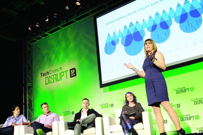 Credit to Tech Crunch Caption - Boyle speaking at the Startup Battlefield Competition at Disrupt SF 2014